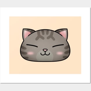 Cute Brown Tabby Cat Face Posters and Art